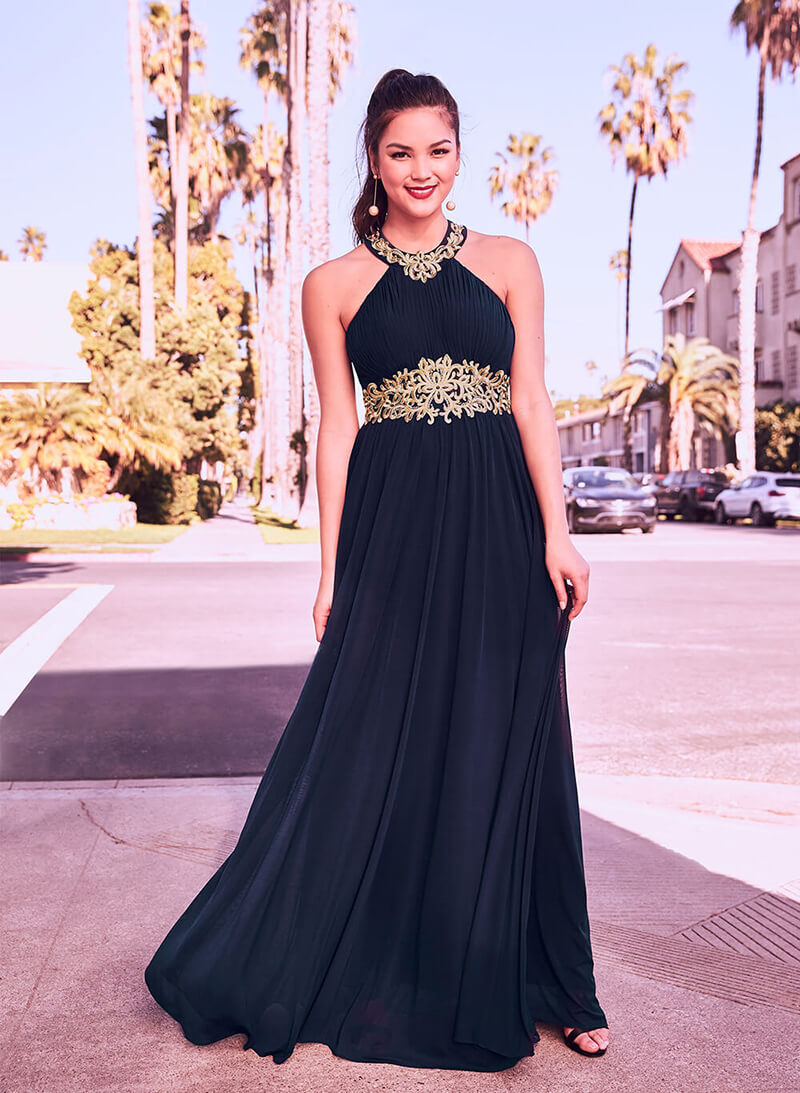Laura - Embroidered Empire Waist Dress - 2019 Prom Dress Collection