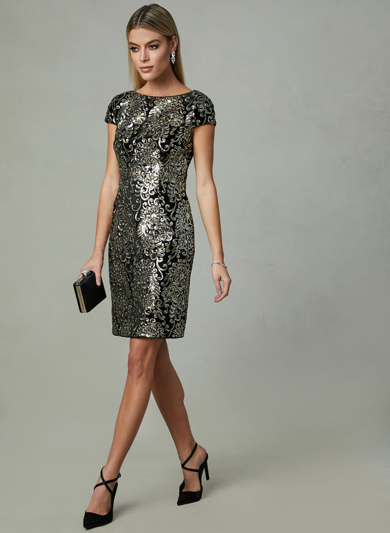 Adrianna Papell - Floral Sequin Dress