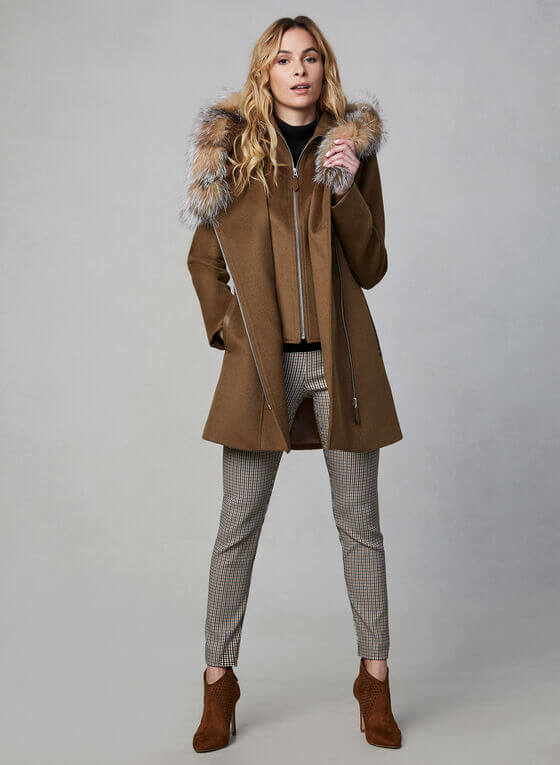 Laura Blog - Sicily Wool & Cashmere Blend Coat With Fur - Melanie Lyne