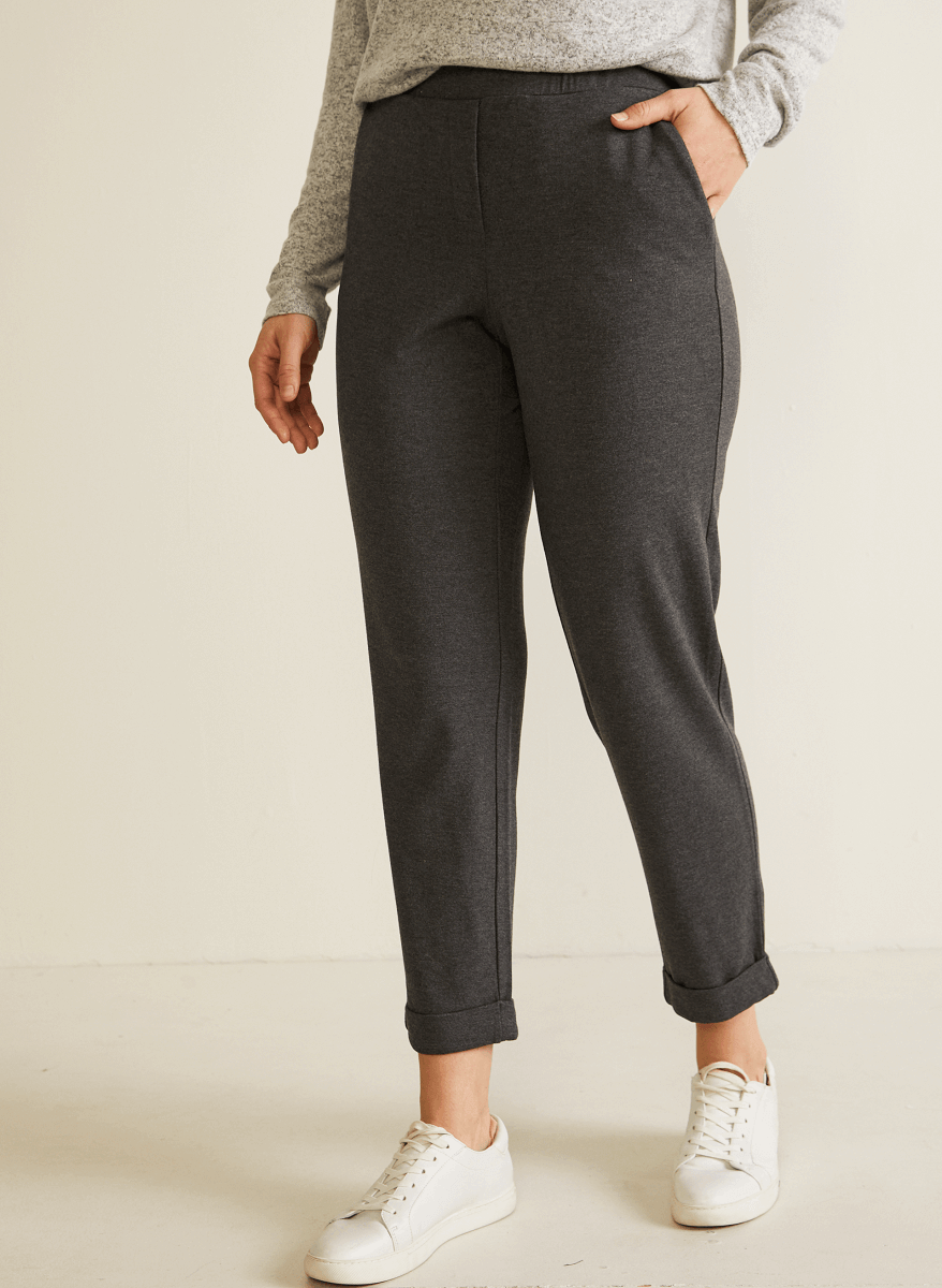 Straight leg pull-on pants with cuffs